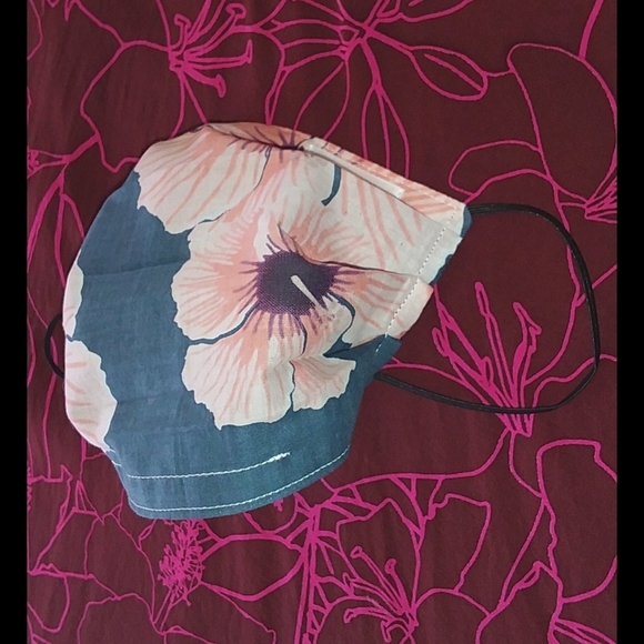Acacia Hibiscus custom cloth face mask blue pink swimwear OS - Picture 2 of 7